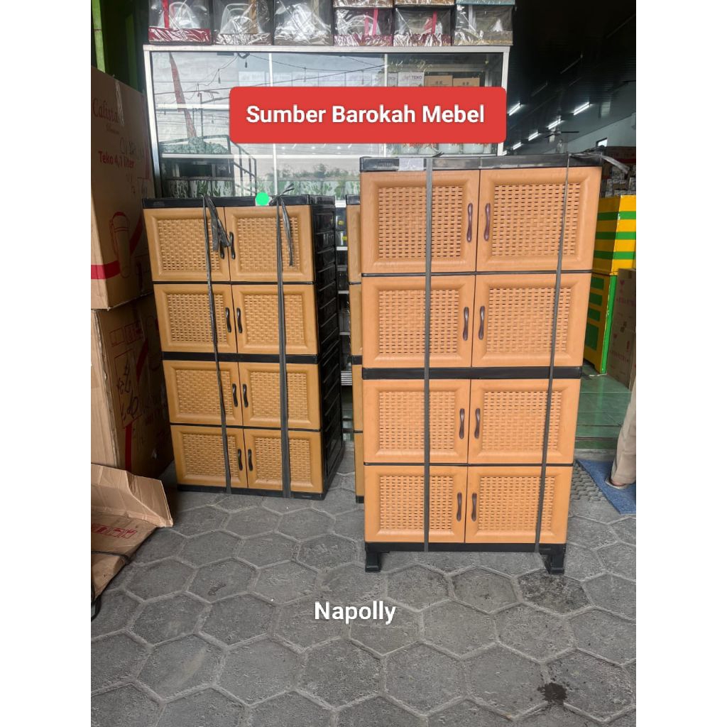 Lemari plastik Napolly anyam coklat susun 4 (Hanya Semarang & sekitarnya)