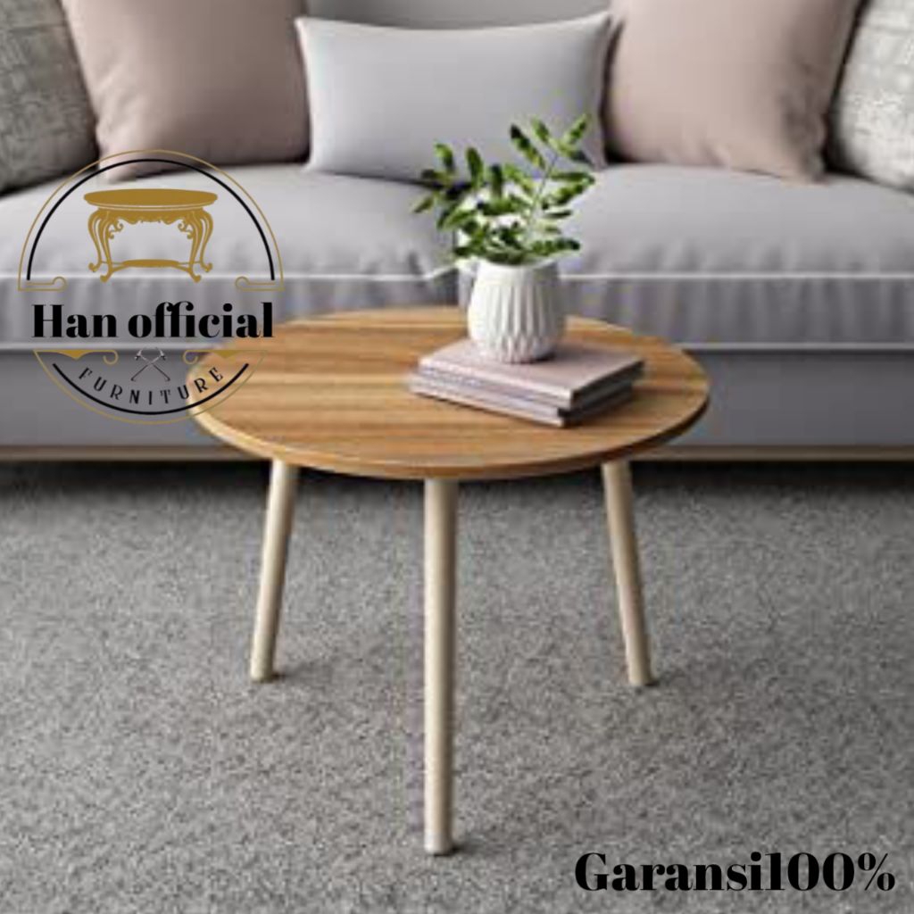 meja tamu bundar minimalis meja lesehan bundar kayu meja coffee estetik meja kayu aesthetic modern
