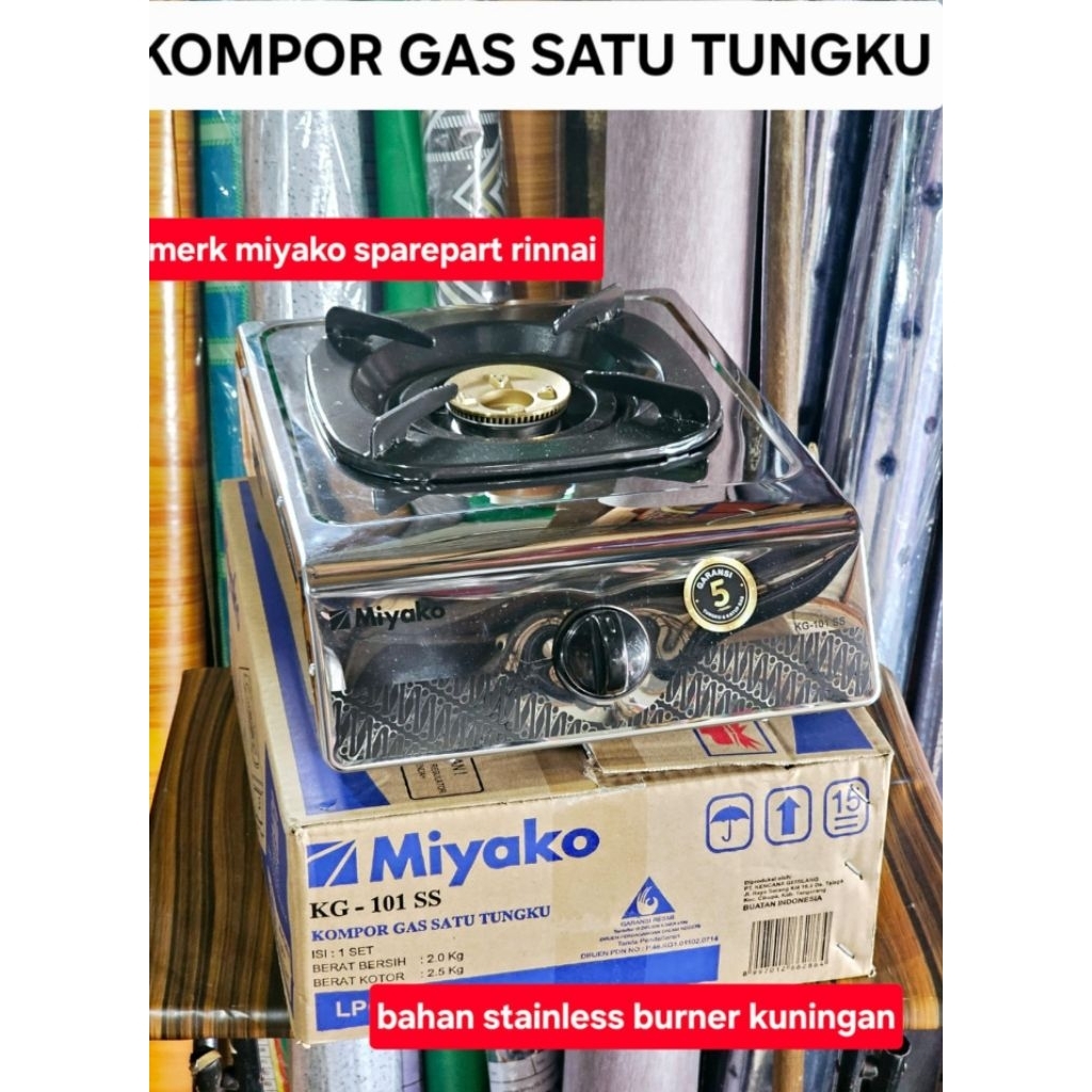 KOMPOR GAS SATU TUNGKU STAINLESS MIYAKO