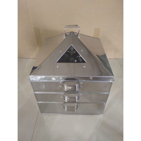 Klakat Kukusan Kotak 2 Susun / Kukusan Kotak Stainless Ukuran 35 40 45 cm