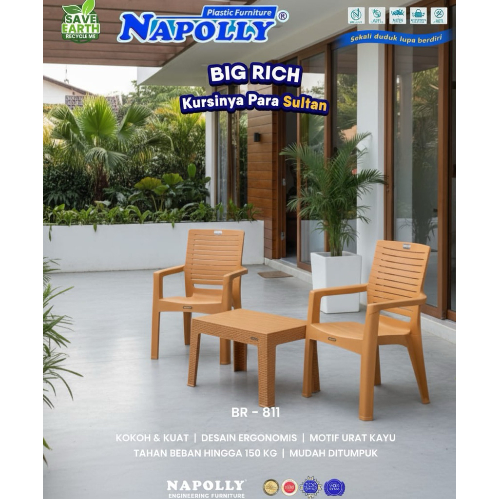 [ Instan Kurir ] SET KURSI BIGRICH 811 DAN MEJA PLASTIK NAPOLLY