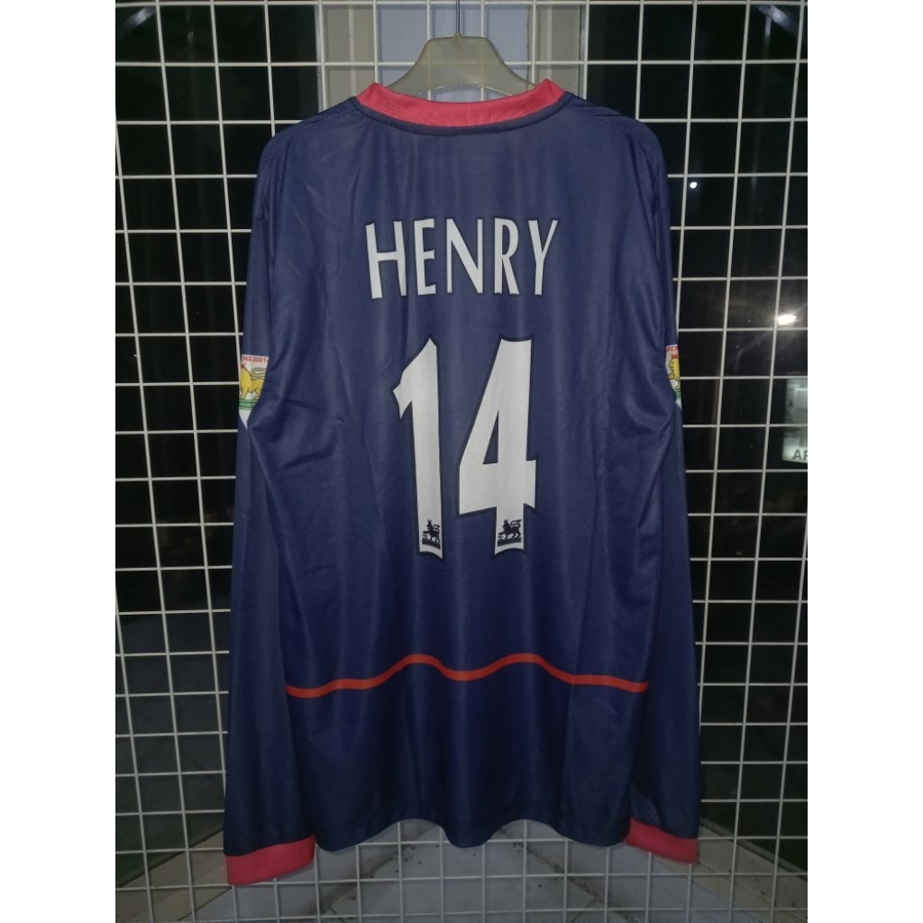 JERSEY AR5EN4L AWAY 2002/2003 NAMESET HENRY 14 FULLPATCH EPL LONG SLEEVE/LENGAN PANJANG SIZE 2XL