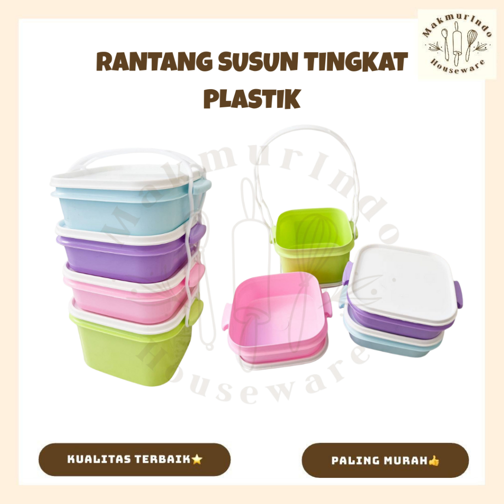 Kotak Bekal Bontot Katering Susun 4 Rantang Plastik - MAKMURINDO HOUSEWARE