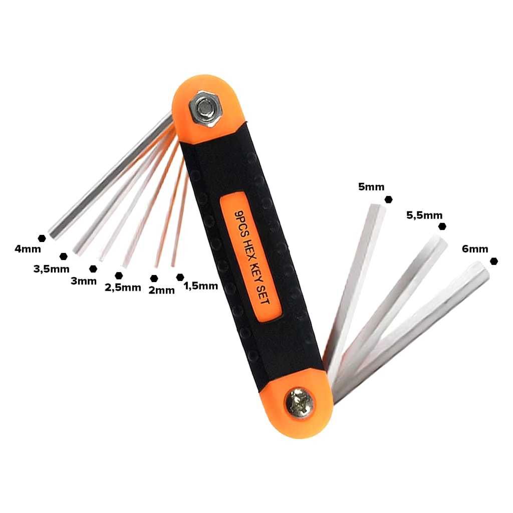 KENMASTER Kunci L Set Lipat 9 Pcs - Hex Key Set/Kunci L Lipat