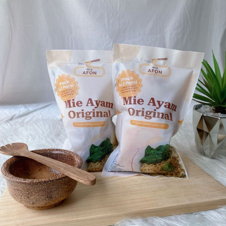 Mie afon PAKET MIE AYAM FROZEN isi 2 porsi | HALAL dan BPOM | Mie Basah Telur  + Minyak Bumbu + Ayam