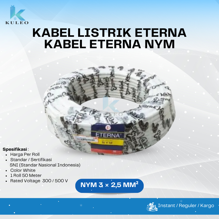 Kabel Listrik NYM Eterna 3x2.5mm - Kabel Eterna NYM Roll 50 Meter - Kabel Listrik NYM Eterna 3x2.5mm