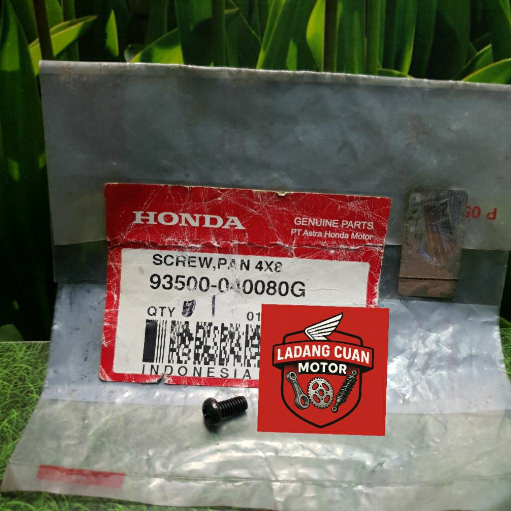 93500040080G SCREW PAN 4X8 MUT BAUT OBENG UKURAN 4 X 8 ORIGINAL HONDA