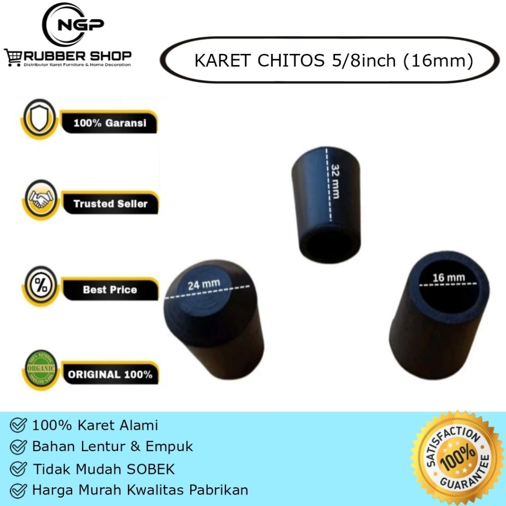 Paket 20pcs Karet kaki Chitose 5/8inch / Karet Kaki kursi Chitose ⅝"