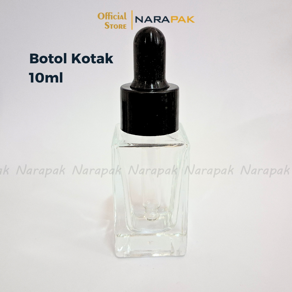 Botol Kaca 10ml Kotak Bening Botol Pipet Serum Skincare TUTUP HITAM 10KT