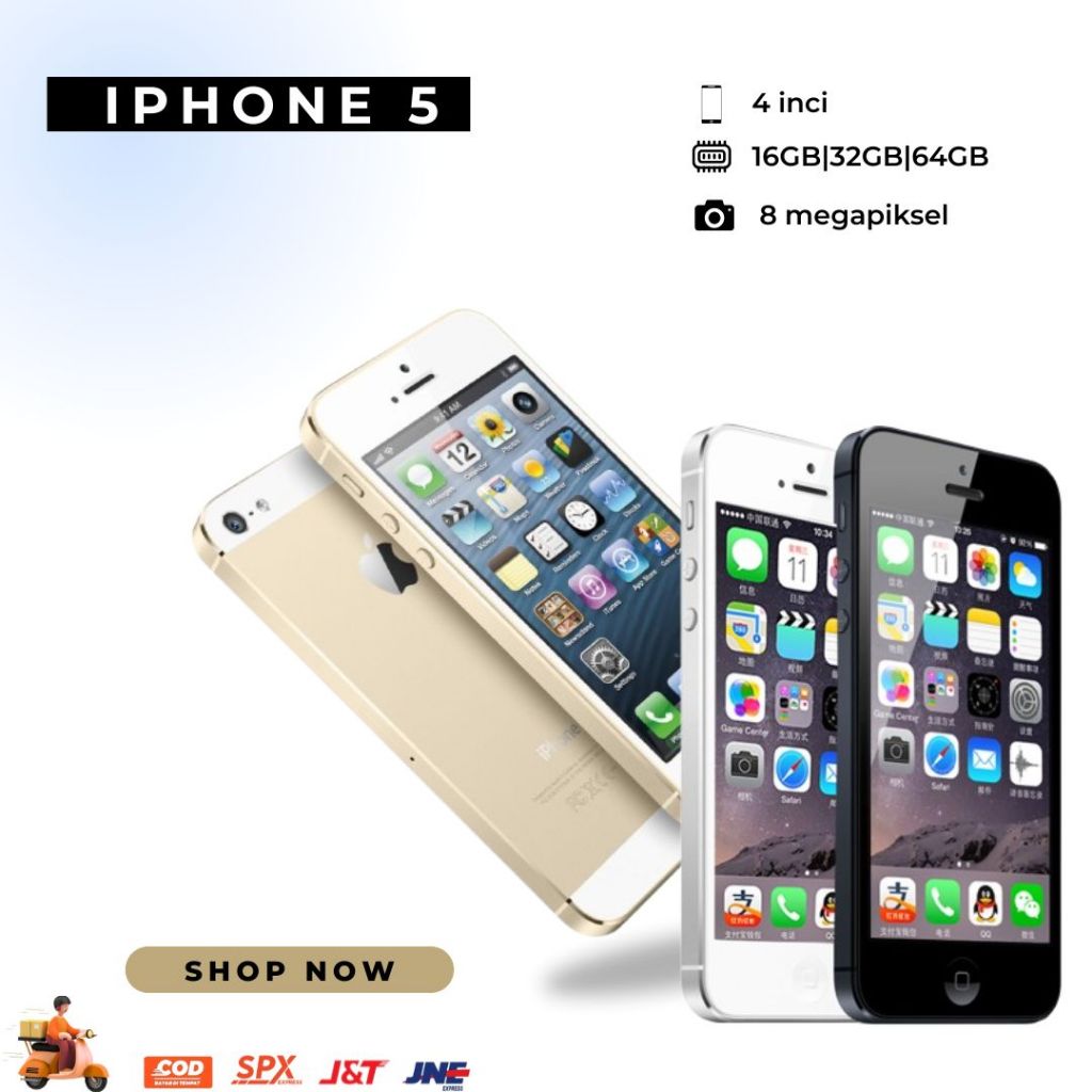 HP IPHONE 5 16GB |32GB |64GB SECOND ORIGINAL || IP 5 BEKAS BERKUALITAS MINUS WIFI ONLY