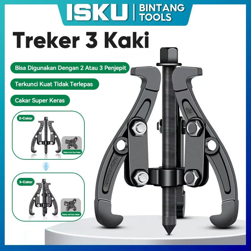 ISKU Treker Bearing Tracker 3 Kaki 2 Kaki 4 Inch 6 Inch Gear Puller Cabut Laher Motor Mobil Baja Kar