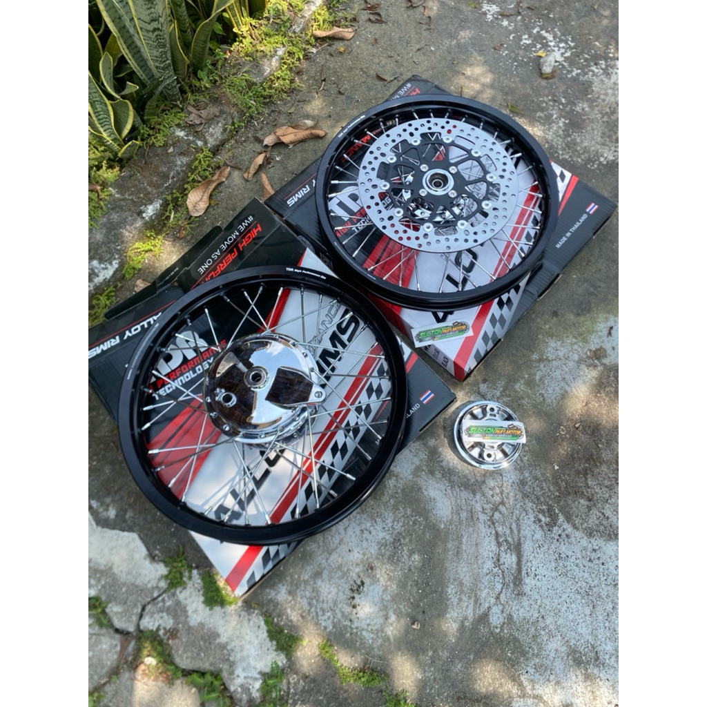 Velgset Tromol depan Yamaha baut 4 Belakang Ts Honco velg TDR 160 & 185 ring17 fullset chrome