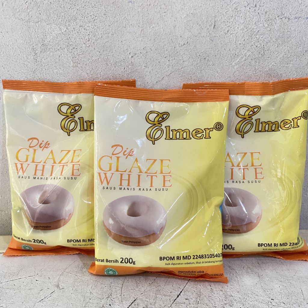 Elmer dip glaze WHITE SUSU 200 gram | glaze elmer | glaze donat