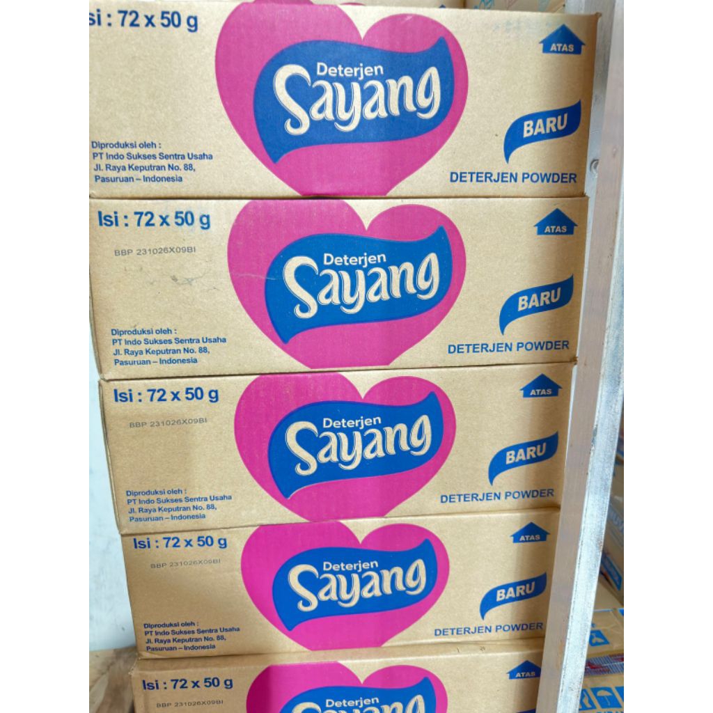 1 karton Detergen sayang bonus Box Pink isi 6box/ isi 72sachet kemasan 50gr / DETERGEN SAYANG POWDER