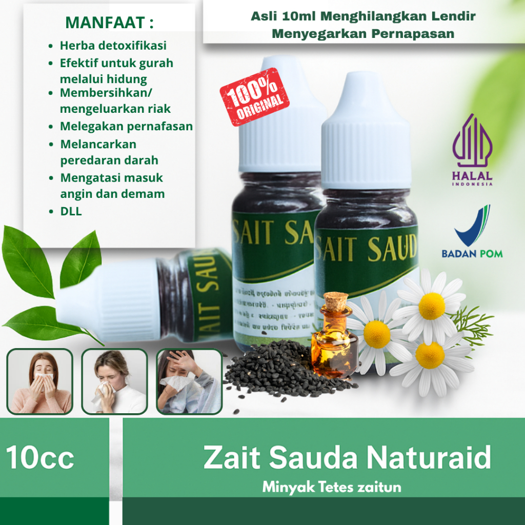 Obat Gurah Hidung Zait Sauda Asli 10ml Menghilangkan Lendir Menyegarkan Pernapasan