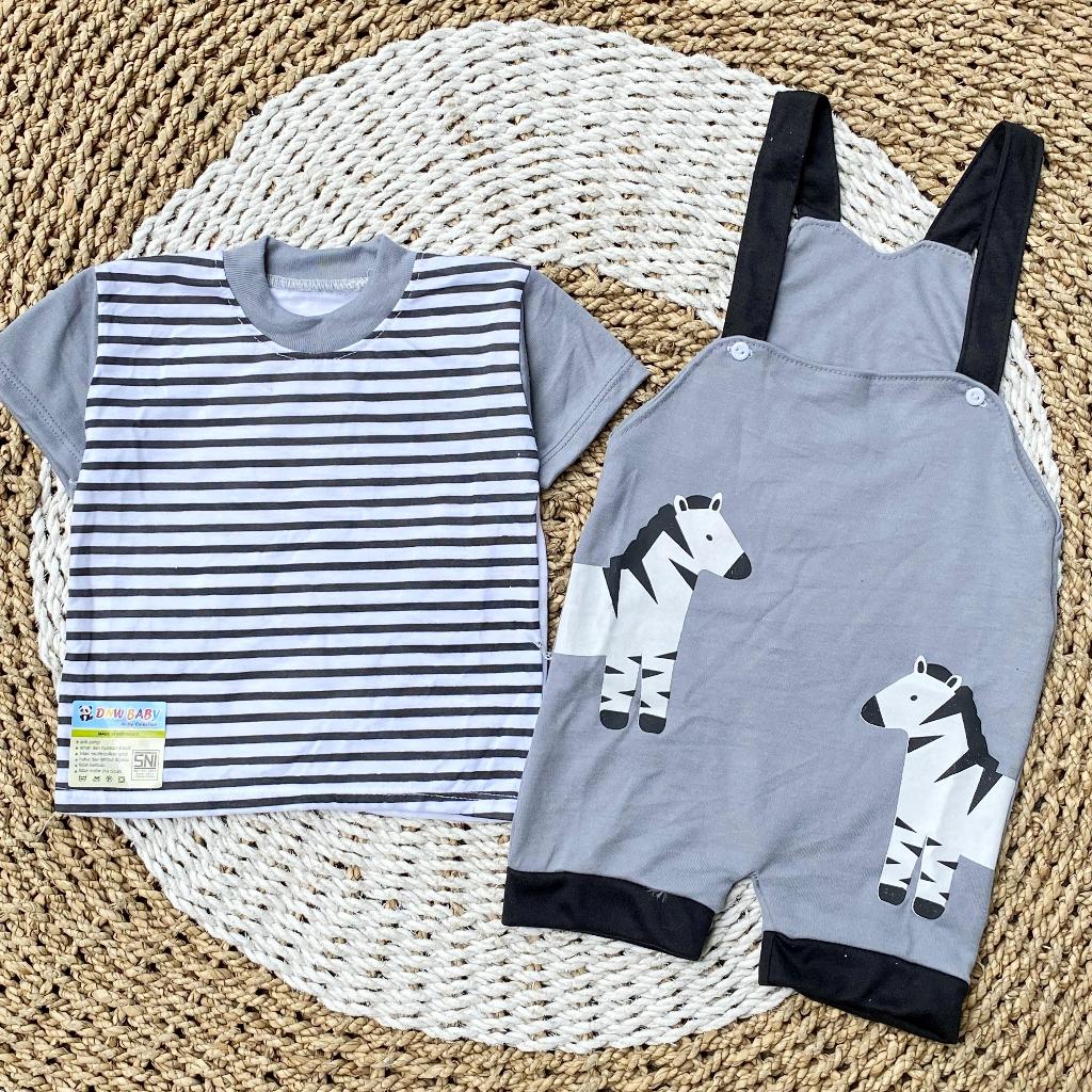 Jumpsuit Kodok Bayi Overal Bayi Baru Lahir Baju Celana Overal Motif Salur Overal Bayi 3-12 Bulan - D