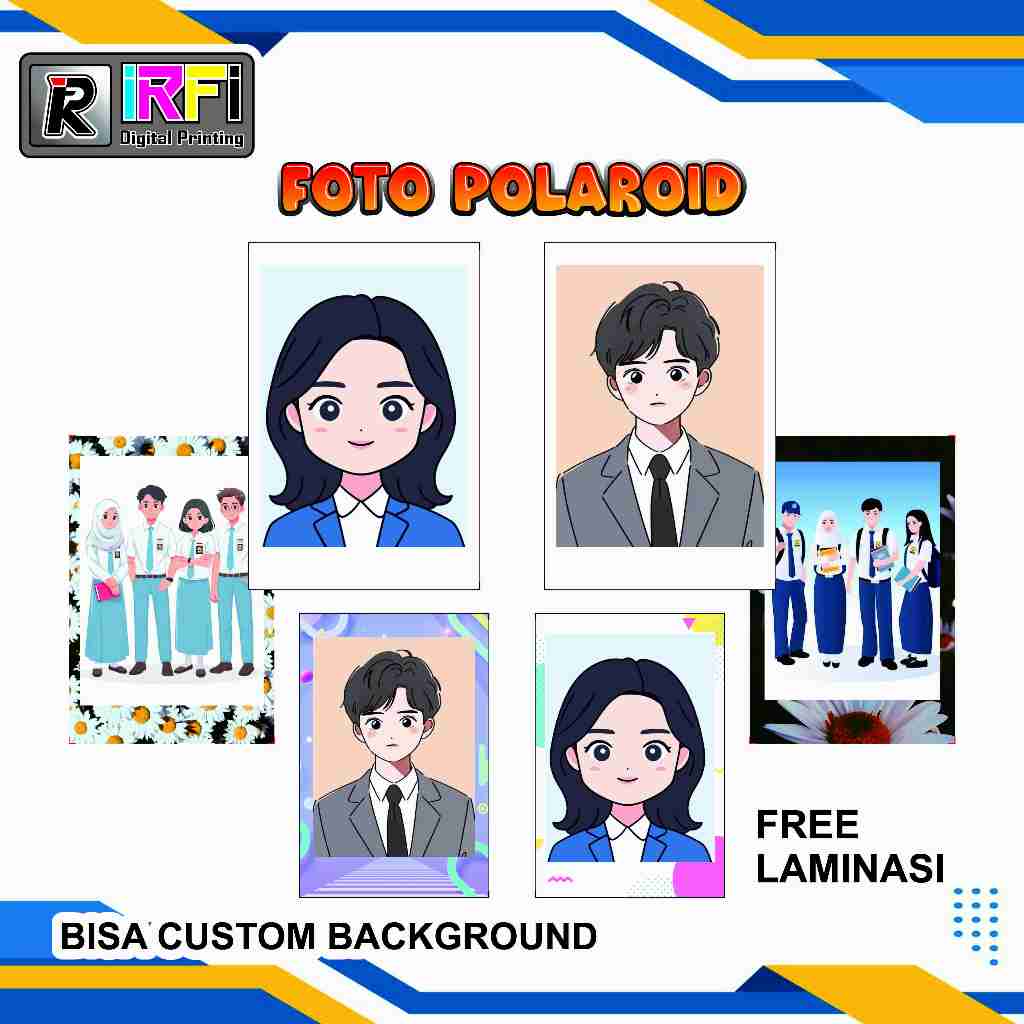 Cetak foto polaroid custom background