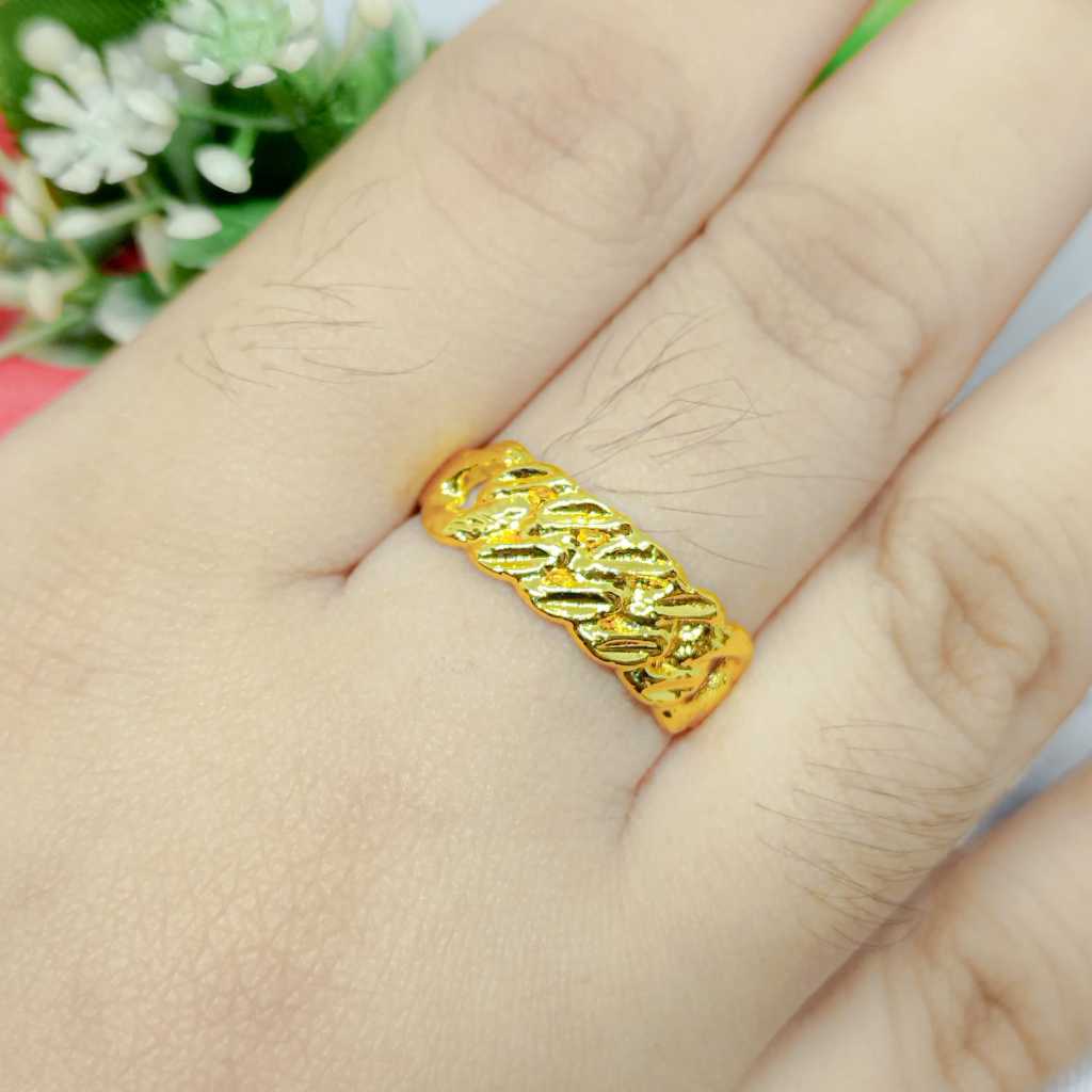 COD Rings Fashion Perhiasan Cincin Polos Desain Mirip Emas Asli Warna 24 Karat Lapis Emas Simple Ant