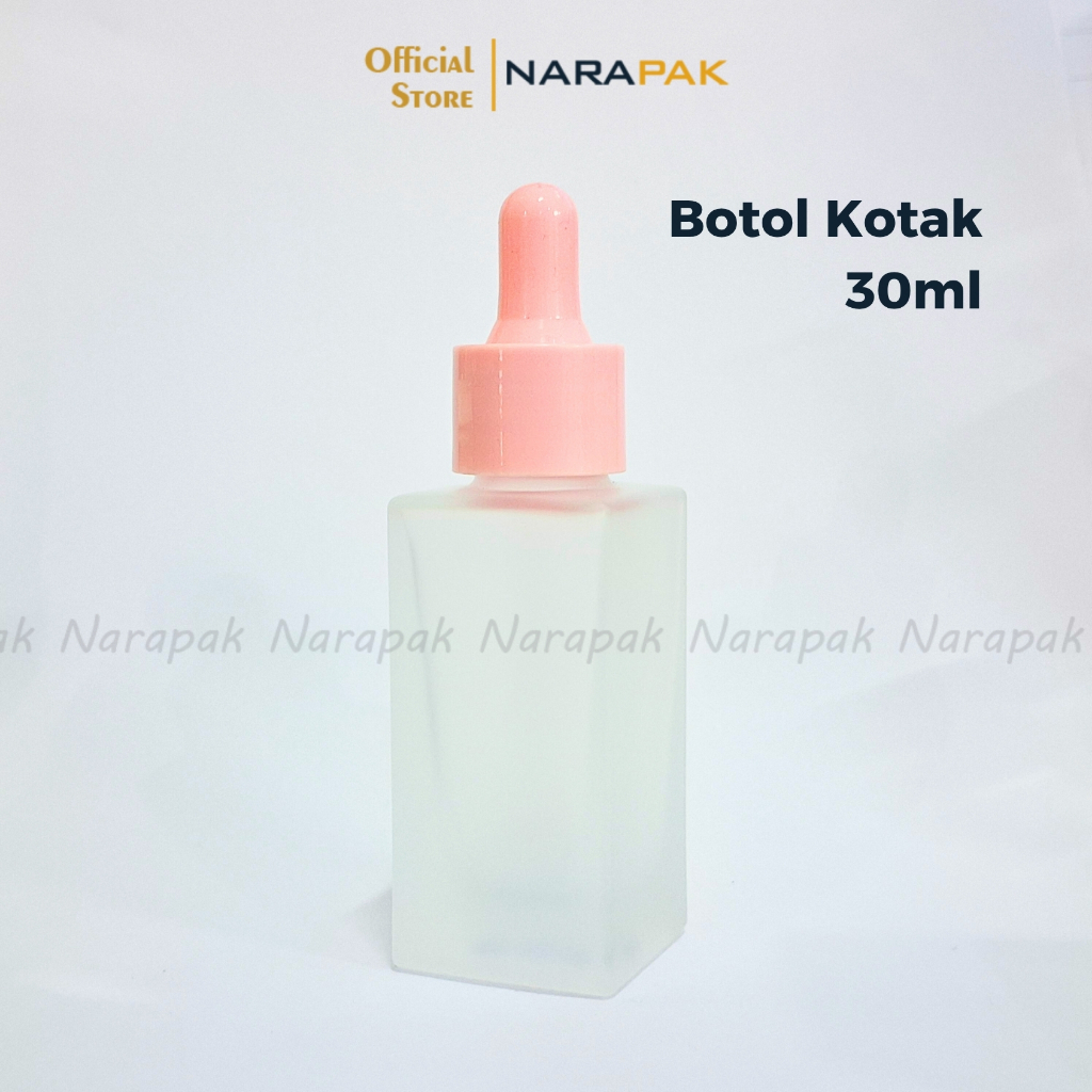 Botol Kaca 30ml Kotak Frosted DOF Tutup PINK Polos Botol Pipet Serum Skincare 30KT