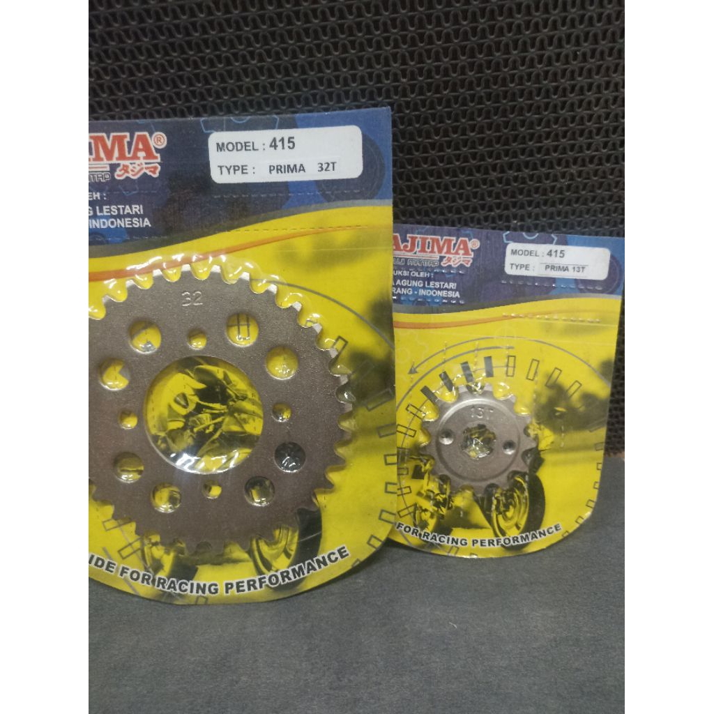 GIR 415 GEAR DEPAN BELAKANG GRAND SUPRA 13 32T NICKEL GEAR TIPIS 415
