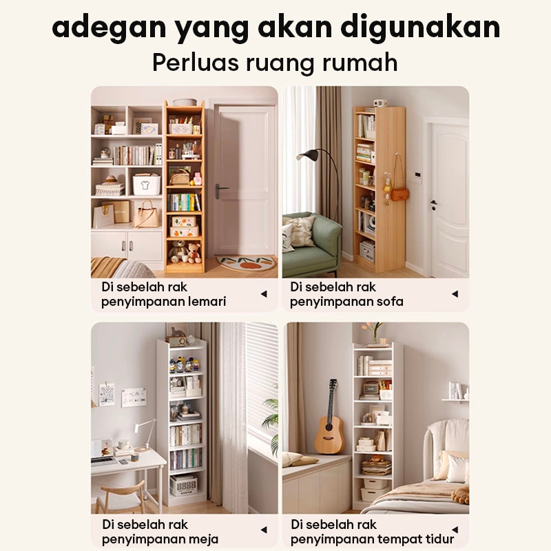 Serene Spaces Rak Buku Kayu 4 Susun Rak Buku Susun Minimalis Lemari Display Serbaguna Rak Buku