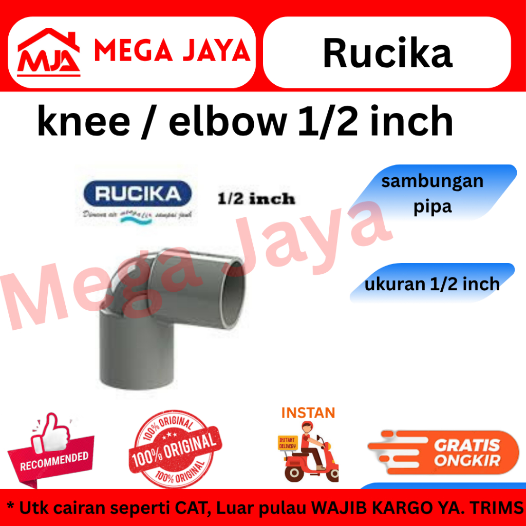 knee 1/2 inch rucika aw elbow 1/2 inch rucika tebal