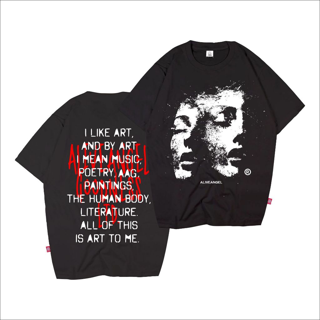 KAOS DISTRO PRIA & WANITA STREETWEAR WORLD WIDE IN ART / ALIVE ANGEL GOODNESS BLACK PRIA WANITA HITA