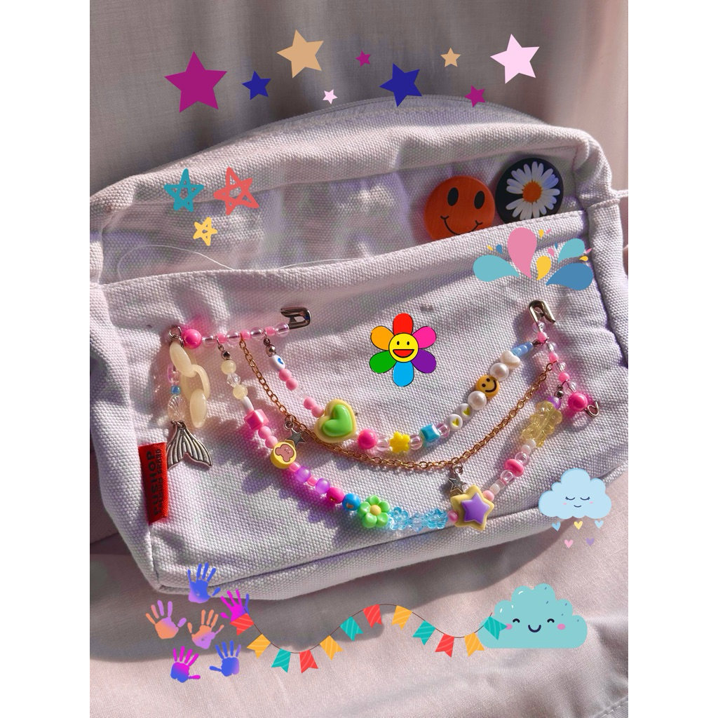 pin Bagcharm y2k aksesoris tas peniti manik manik CANDY LAND