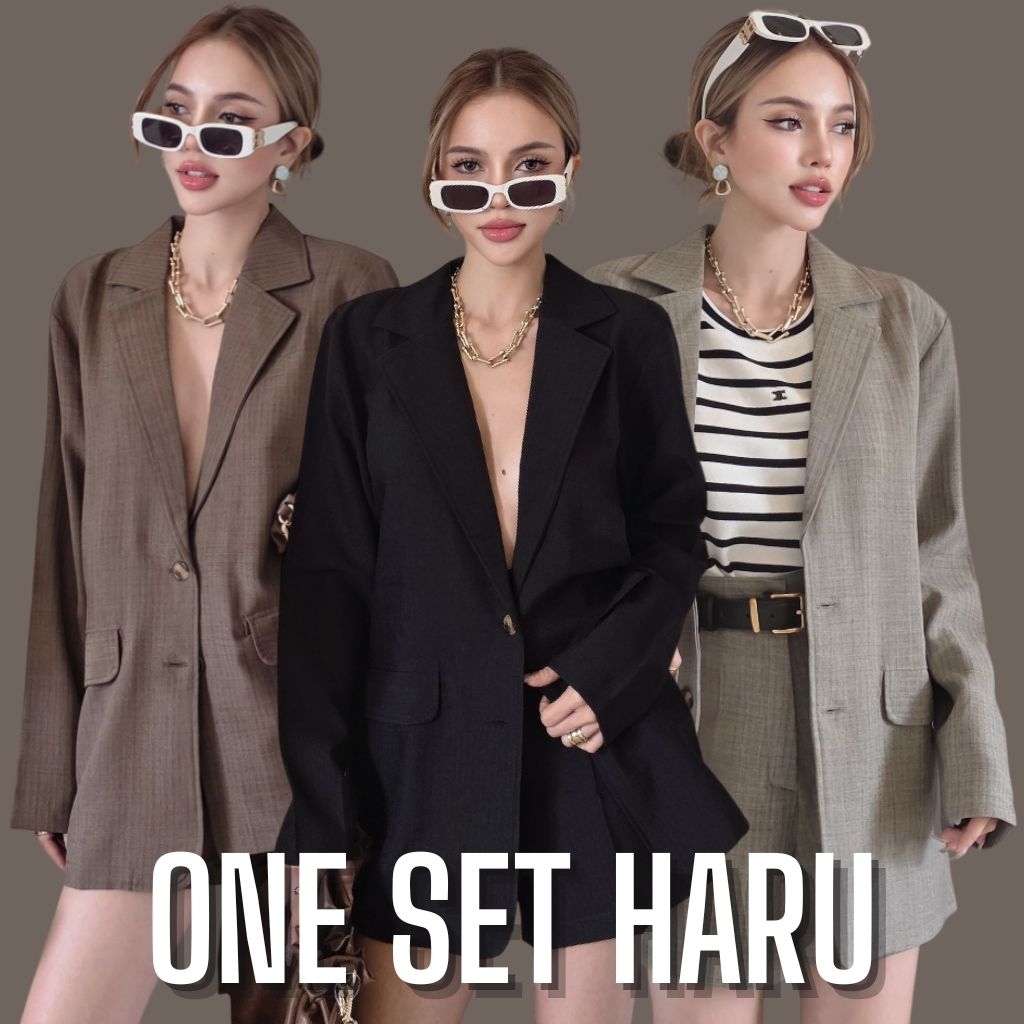 Haru Set Wanita Blazer & Short Premium Korean Style Chic Elegant by Cotton Candy | Bangkok Medan