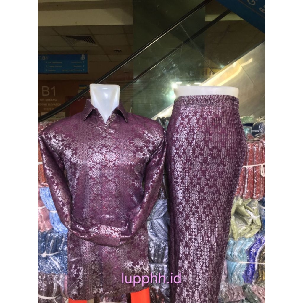 Lupphh| Kebaya couple modern| Set kemeja dan rok songket couple| rok songket plisket| kemeja couple 