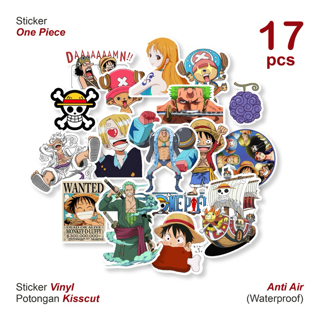 17pcs Sticker One Piece #0016 | Anime Jepang Luffy | Laptop Tumbler Ipad HP Sticker