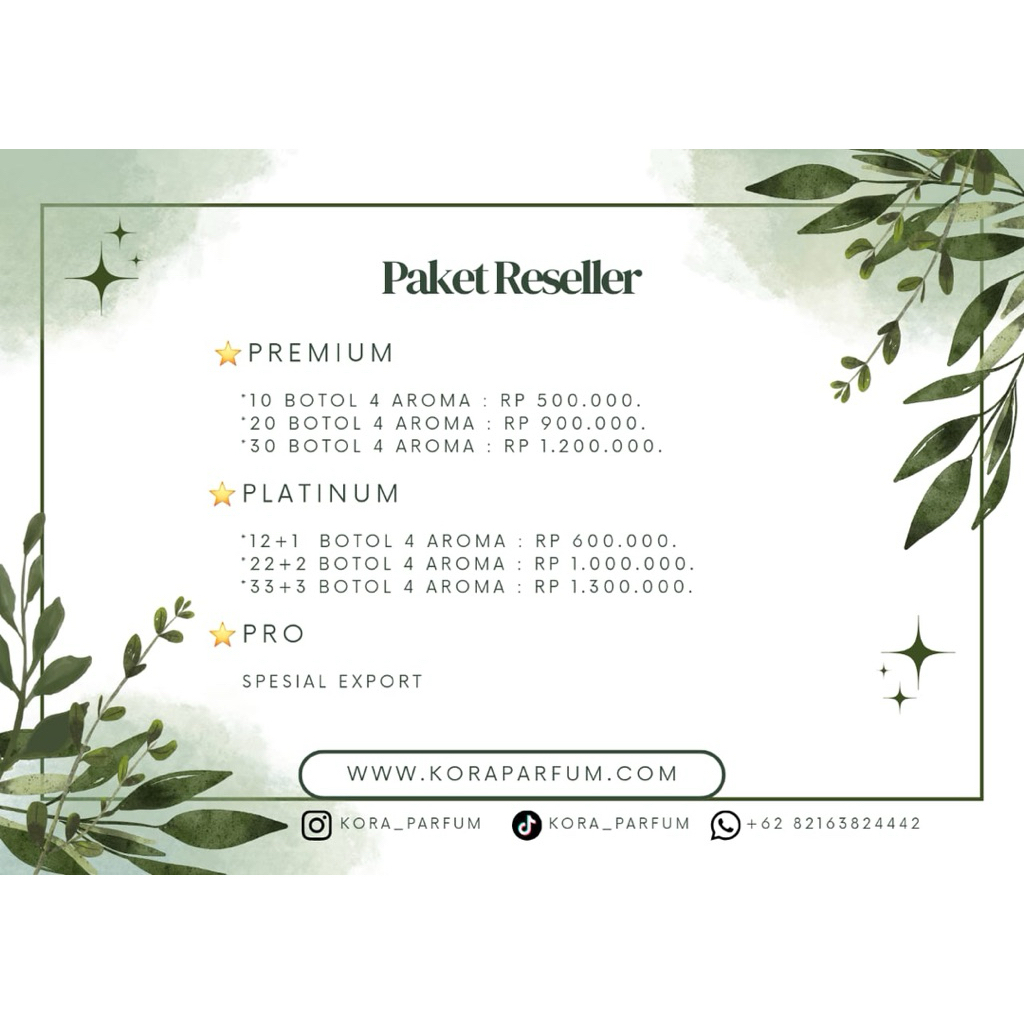 KORA PARFUM PREMIUM PAKET(RESELLER)