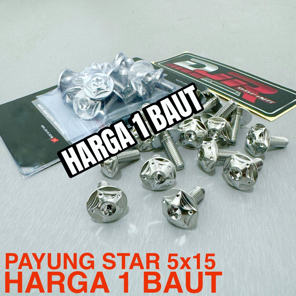 Baut 8 topi 5x15 STAINLESS STAR ORIGINAL VIETNAM PROBOLT BAUT 8 panjang 1.5cm