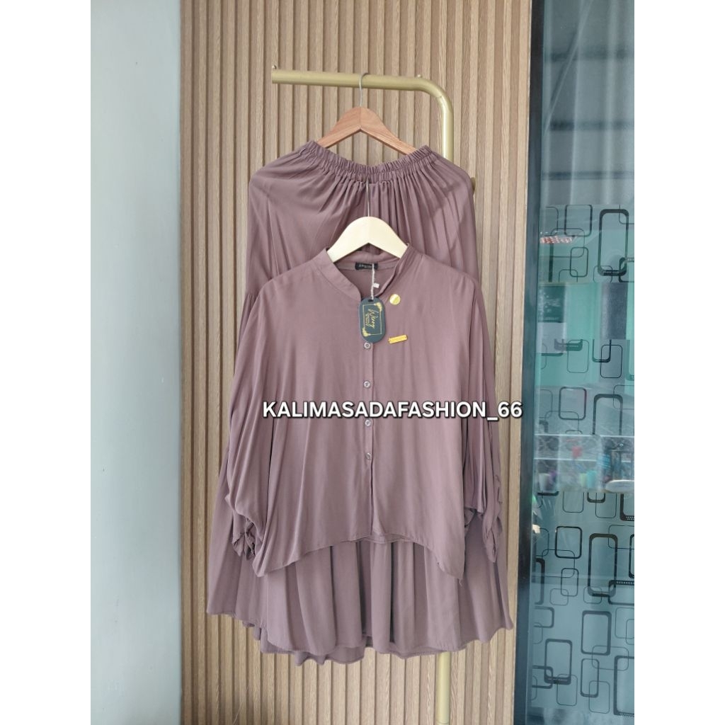 Setelan Rok Kekinian Terlaris Jumbo Setrok Polos Batwing Virall Rayon Twill Terbaru 2025