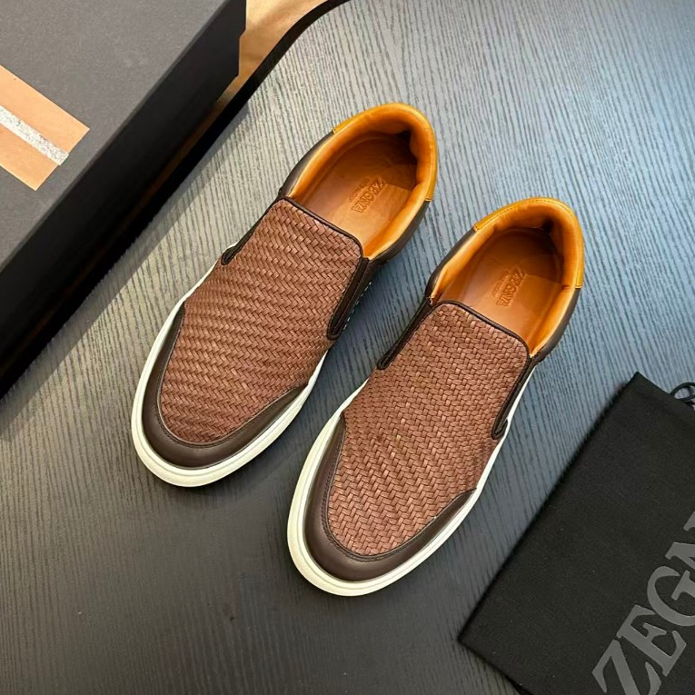 Sepatu olahraga dan rekreasi Zegna yang modis dan sederhana untuk pria, sepatu pria yang ditenun dan