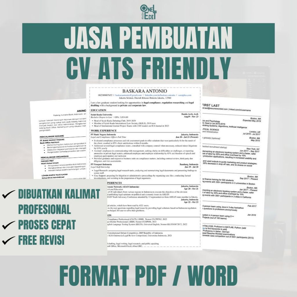 CV ATS Friendly | Jasa Pembuatan CV ATS Friendly | Jasa Desain CV ATS Friendly