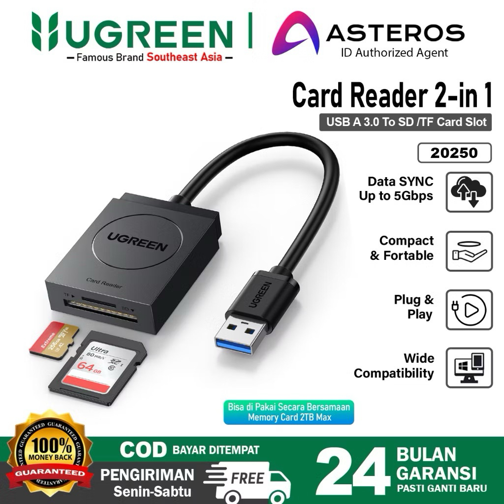 Ugreen Card Reader USB 3.0 2 in 1 SD Micro SD Adaptor OTG 4-in-1 3-in-1 2-in-1