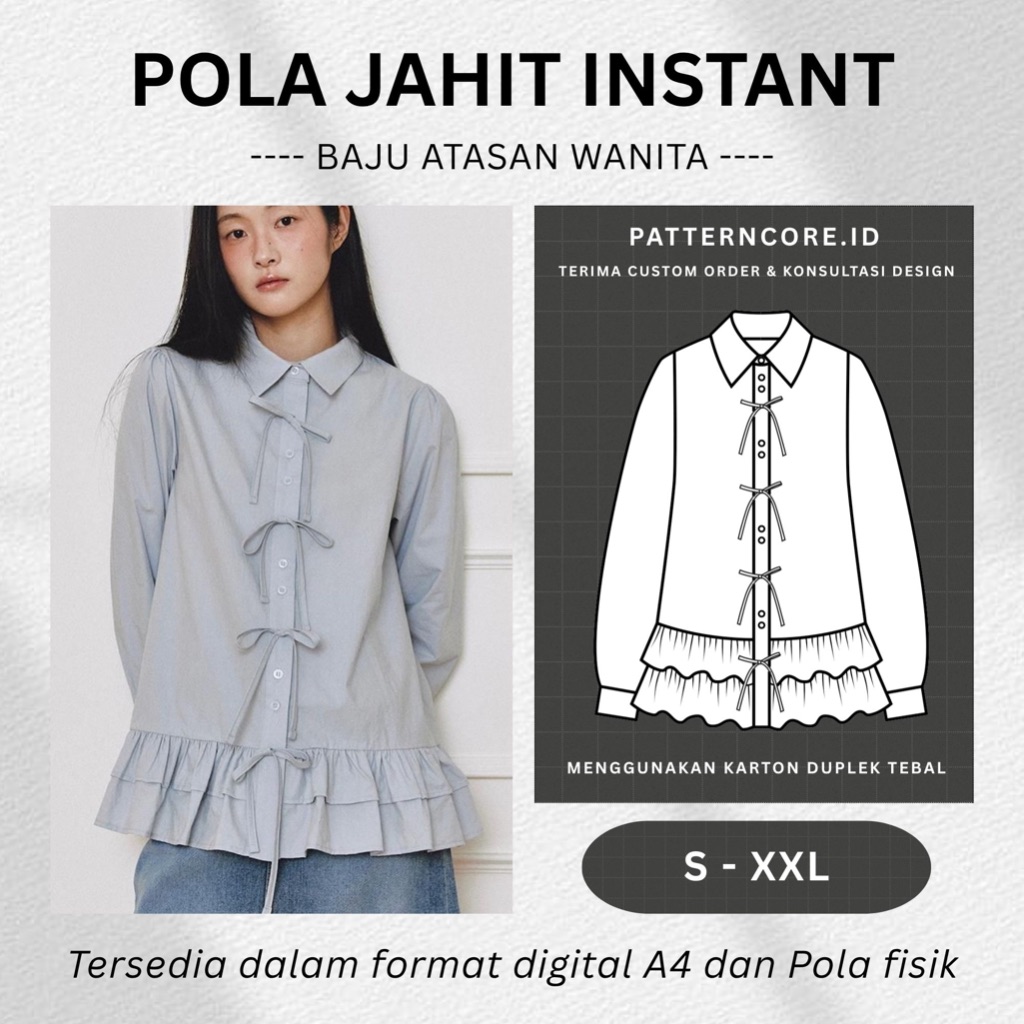 Pola Jahit Instant - Baju Wanita Kemeja