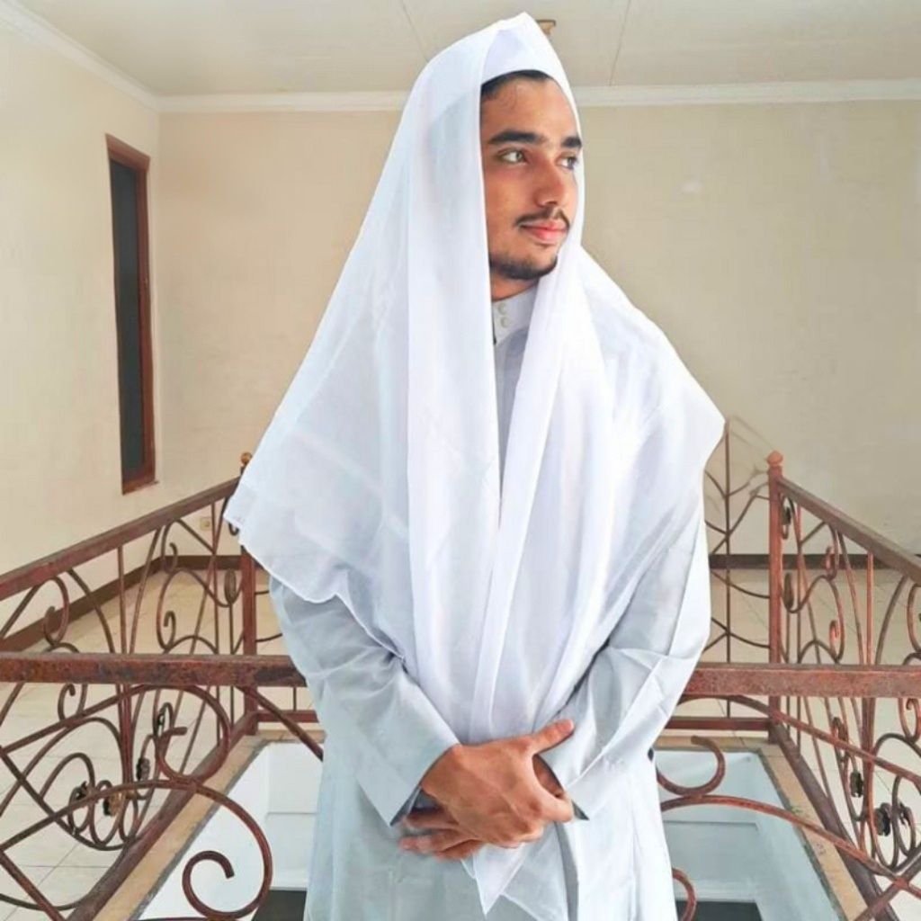 Sorban Putih Polos Almas Arafat Habib Luthfi Bahan Cotton Adem Premium - Sorban Polos Premium Murah
