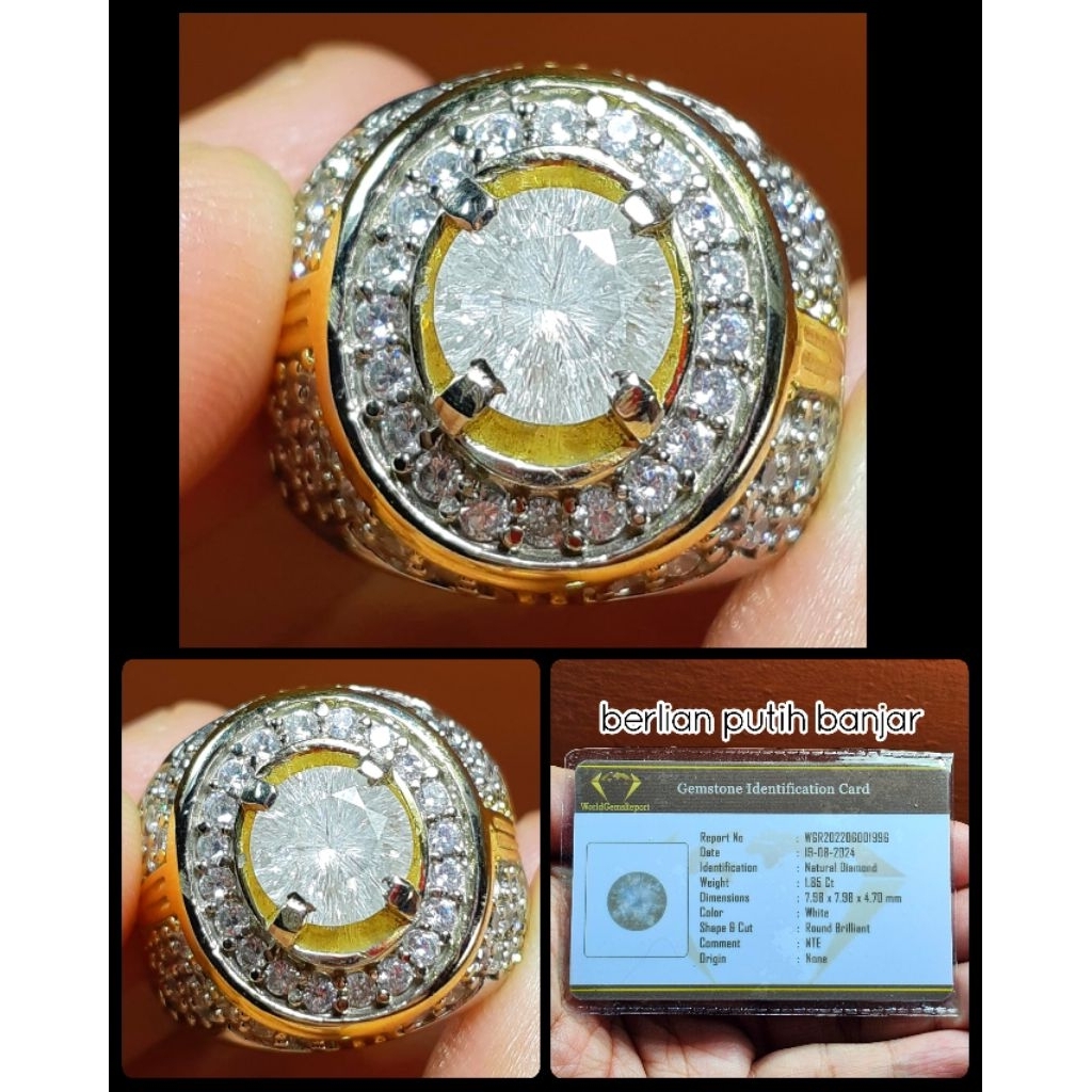 batu mulia berlian putih asli banjar vvs1 super + memo lab