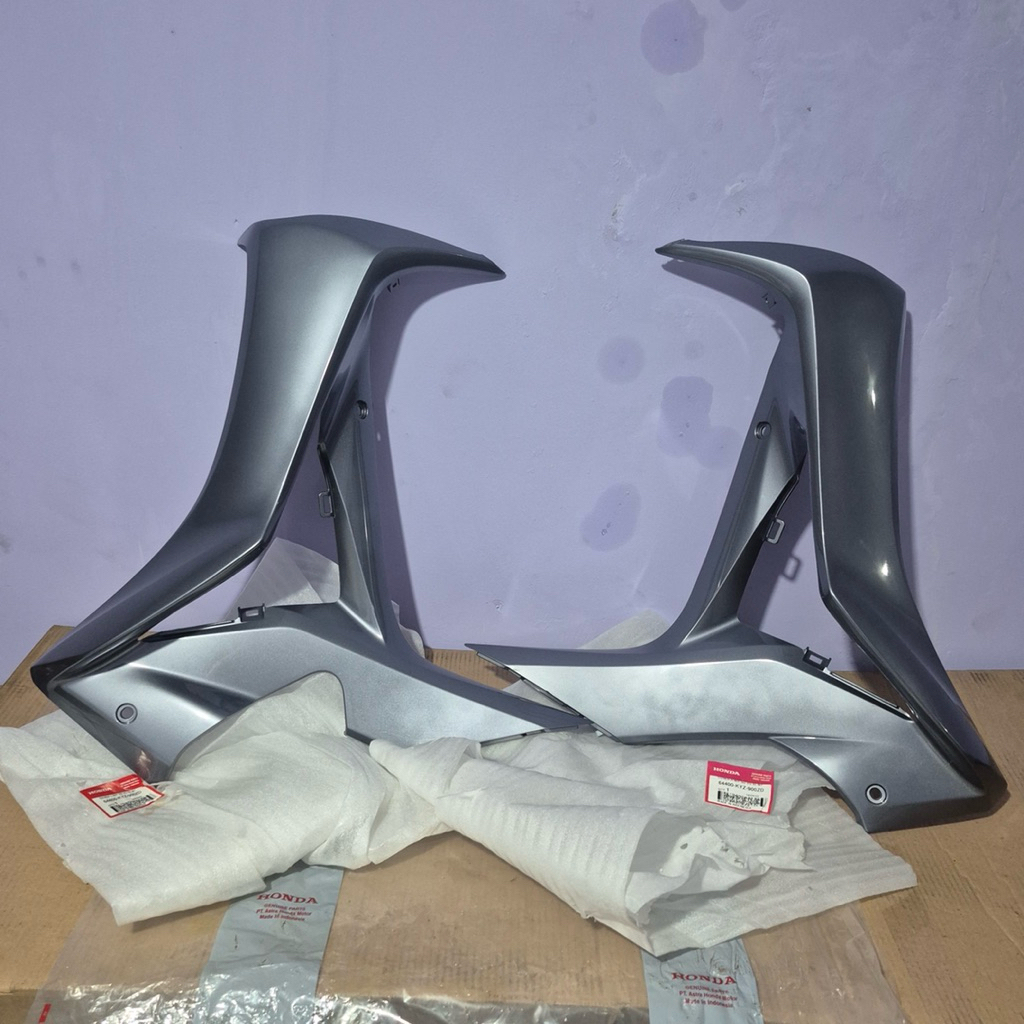 cover sayap depan sebeng depan honda supra x125 helm in silver dark violet silver metalik kanan kiri