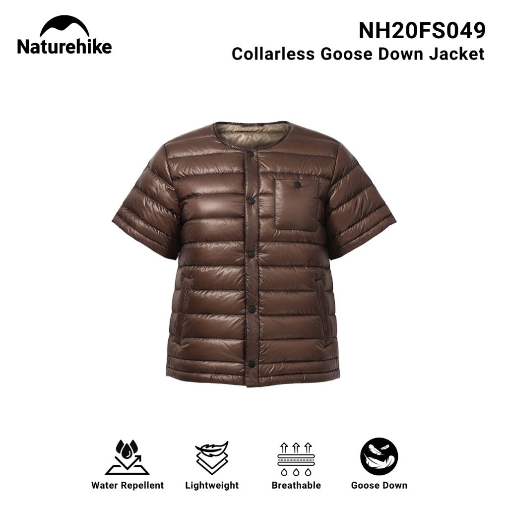JAKET NATUREHIKE NH20FS049 COLLARLESS WHITE GOOSE DOWN JACKET JAKET PUFFER GEMBUNG MUSIM DINGIN HANG