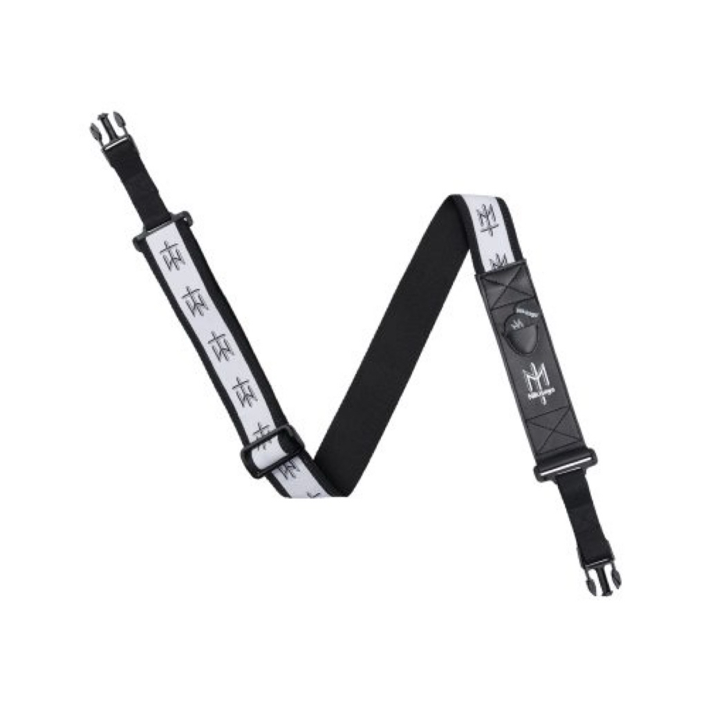 MATSAGA WB Maternal Disaster black leather webbing guitar/bass strap lock