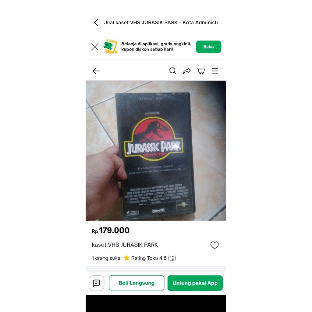 kaset VHS JURASSIC PARK