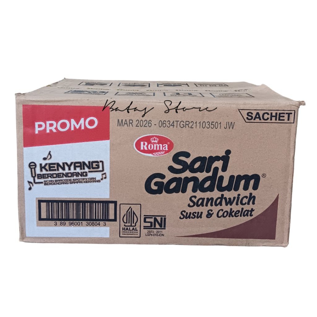 Roma Sari Gandum Sandwich Susu & Cokelat – 1 Dus