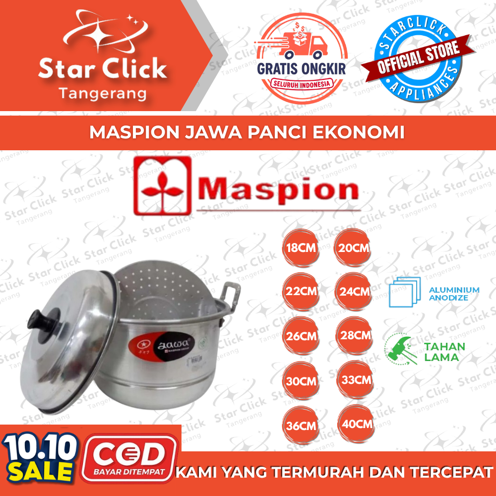 [BARU 2023] MASPION Jawa Panci Ekonomi | Dandang Pengukus | Panci Kukusan | Steamer Kukus Murah Ukur
