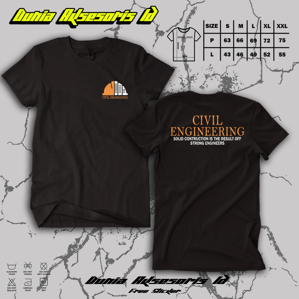 Kaos " TEKNIK CIVIL ENGINEERING " | Kaos Teknik Mesin | Baju Engineer Katun 30s