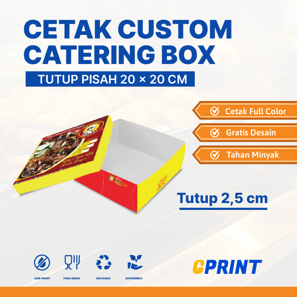 Box Catering Ivory Tutup Pisah 20x20 Tutup 2,5cm / Kemasan Kotak Nasi Elegant