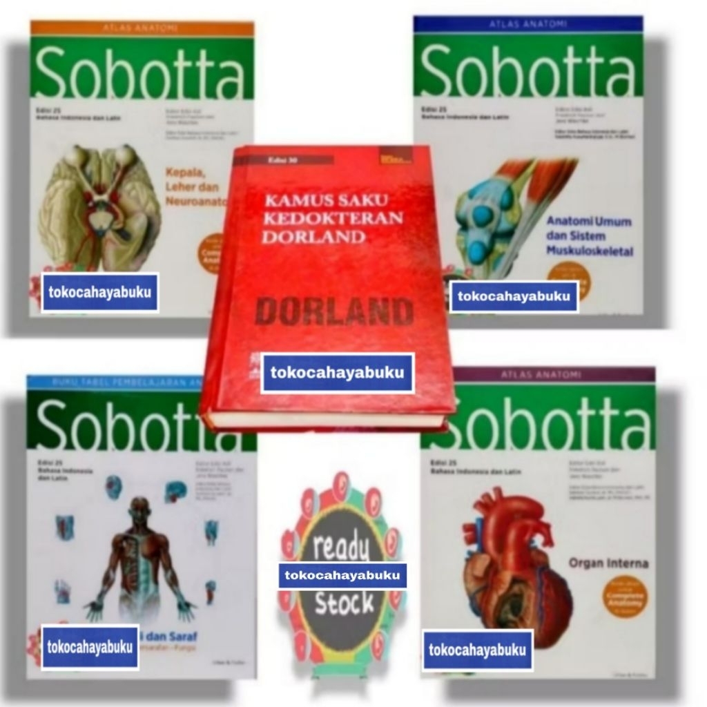 PAKET BUKU KEDOKTERAN IRI ; ATLAS ANATOMI SOBOTTA EDISI 25 ( Sbt 1SET 4 BUKU )  dan   KAMUS SAKU DOR