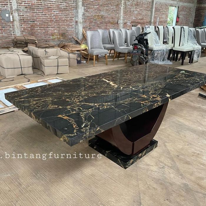 Meja makan marmer portoro gold meja makan marmer only